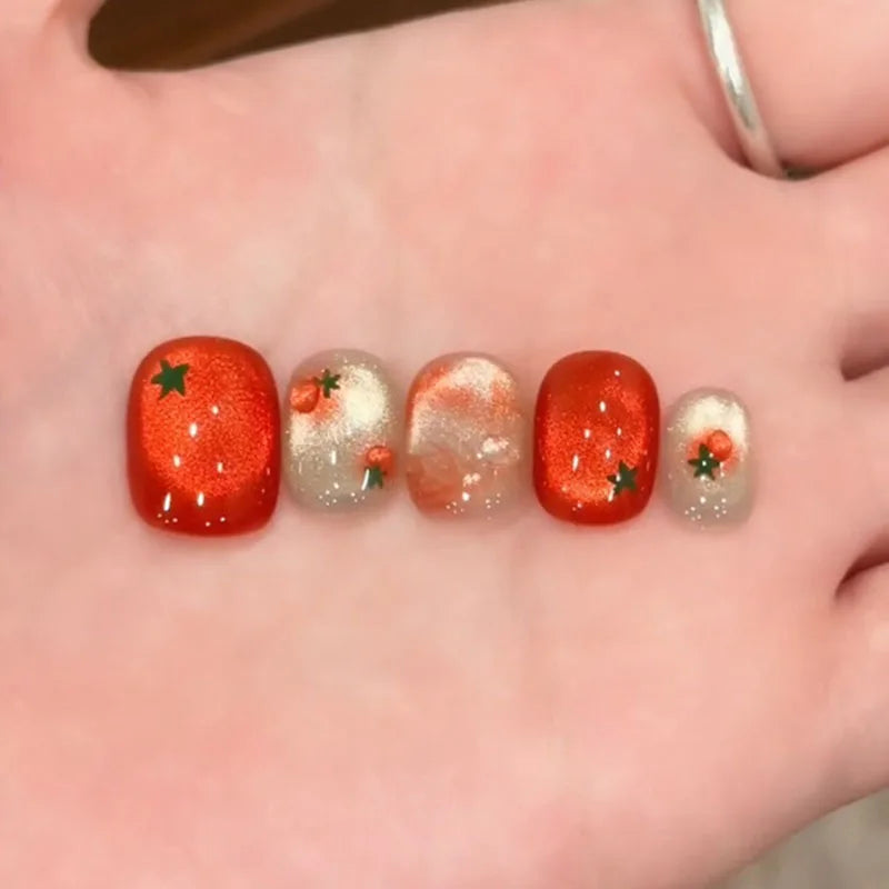 Rojo prensa uñas con uñas arte set