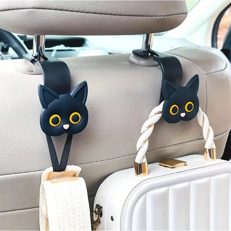 Gato auto asiento ganchos vehículo almacenamiento organizado