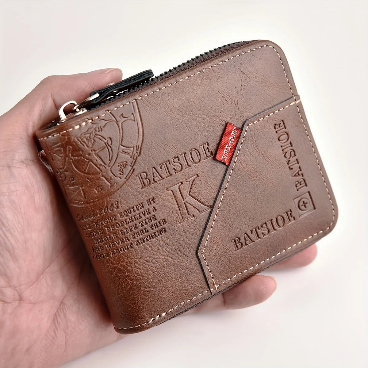 Cartera para hombre hecha de PU, monedero de piel de