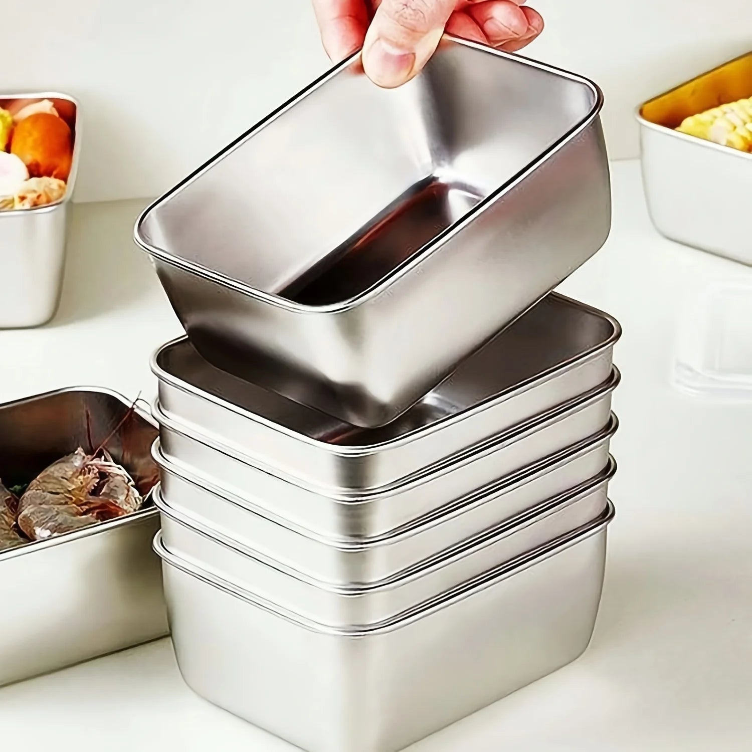 Acero inoxidable almacenamiento set con reutilizable