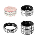 Pulsera gótica de cuero negro con remaches y arandela