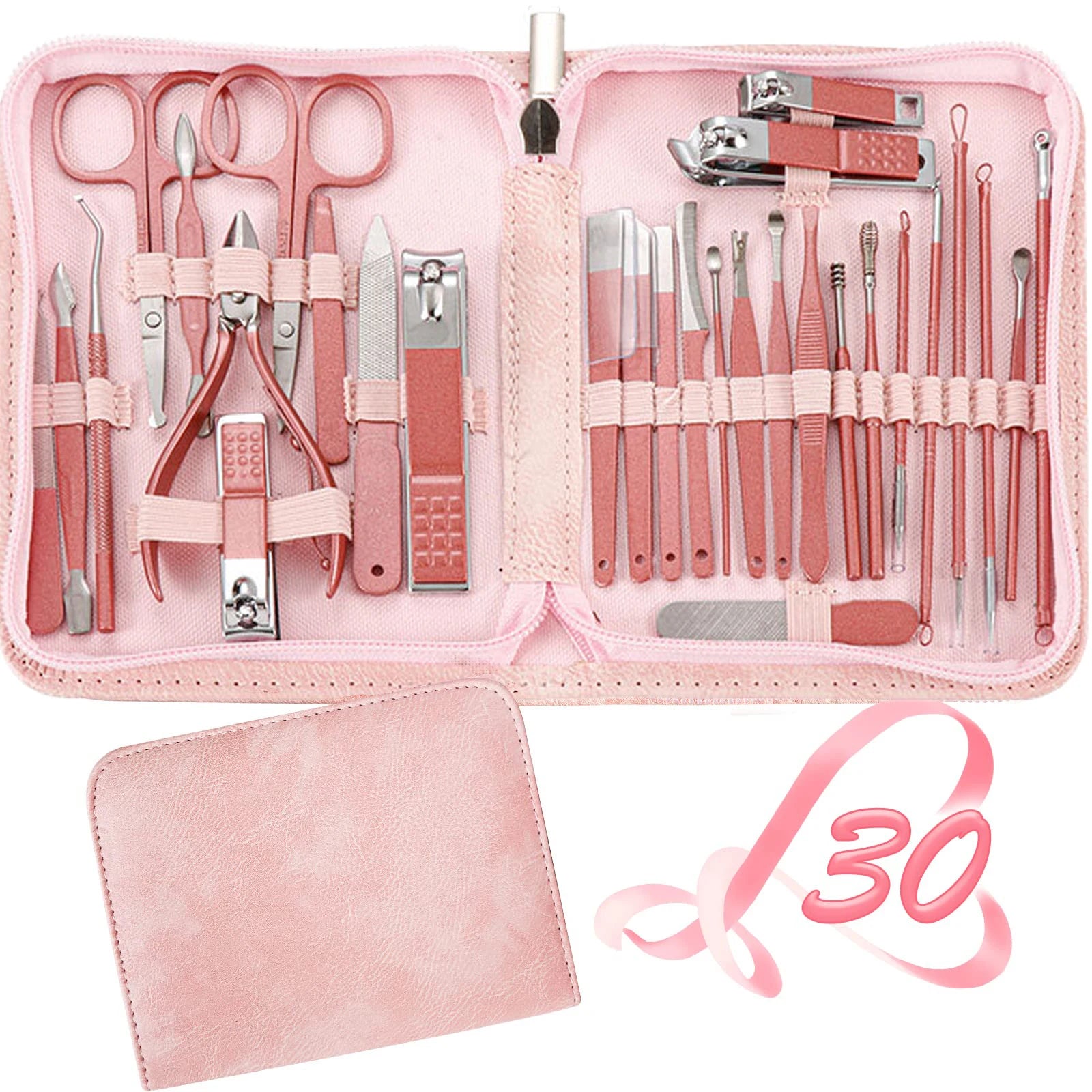 Uñas manicura herramienta set con portátil funda