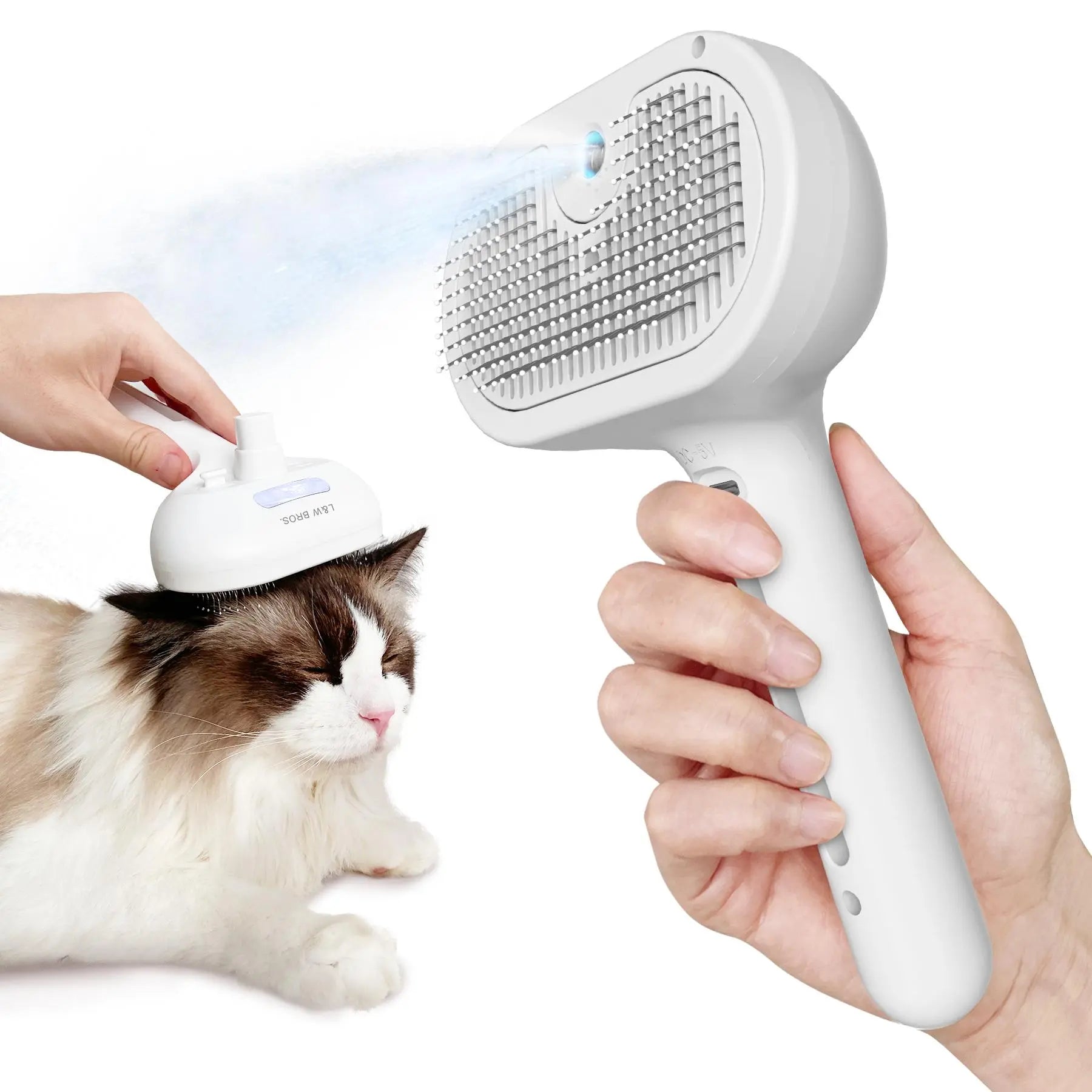 [Creator Pick] Cat Steam Brush, 3 in 1 Steamy Cat Brush with Release Button and Tank, Anti-Static Pet Spray Hair Removal Comb Shedding Grooming Kit Grooming Trimming Tool