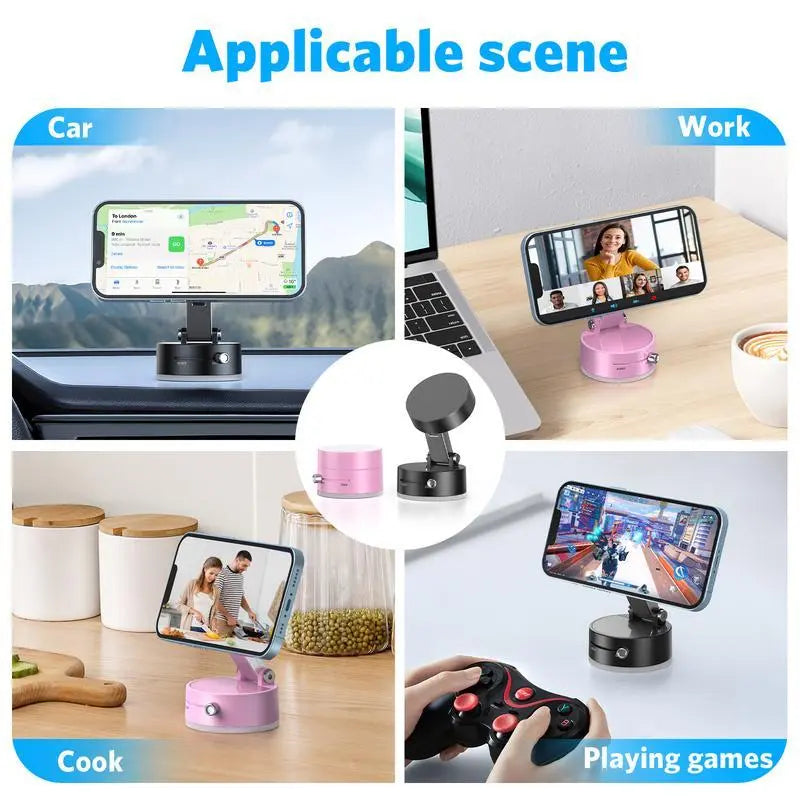 Vacuum Magnetic Car Phone Holder, 1 Count Foldable Portable Car Phone Holder, Multi-Scene Use Car Phone Mount for Car, Gym & More