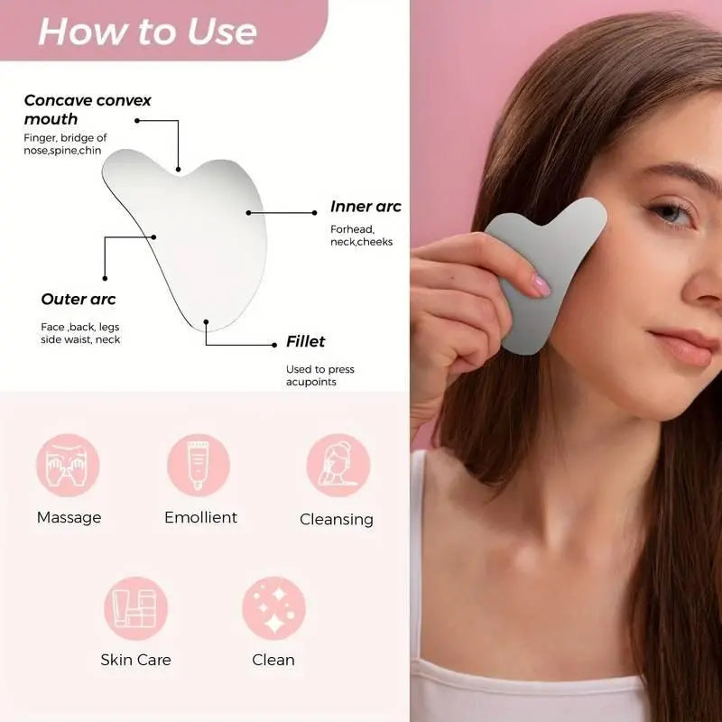 Silicone Facial Ice Mold, Ice Roller and Stainless Steel Gua Sha Tool Set with Storage Bag, 2 Counts/Set Reusable Facial Care Tools, Manual Massage Supplies, Skincare Products, Self Care Products #GLOBAL PICKS