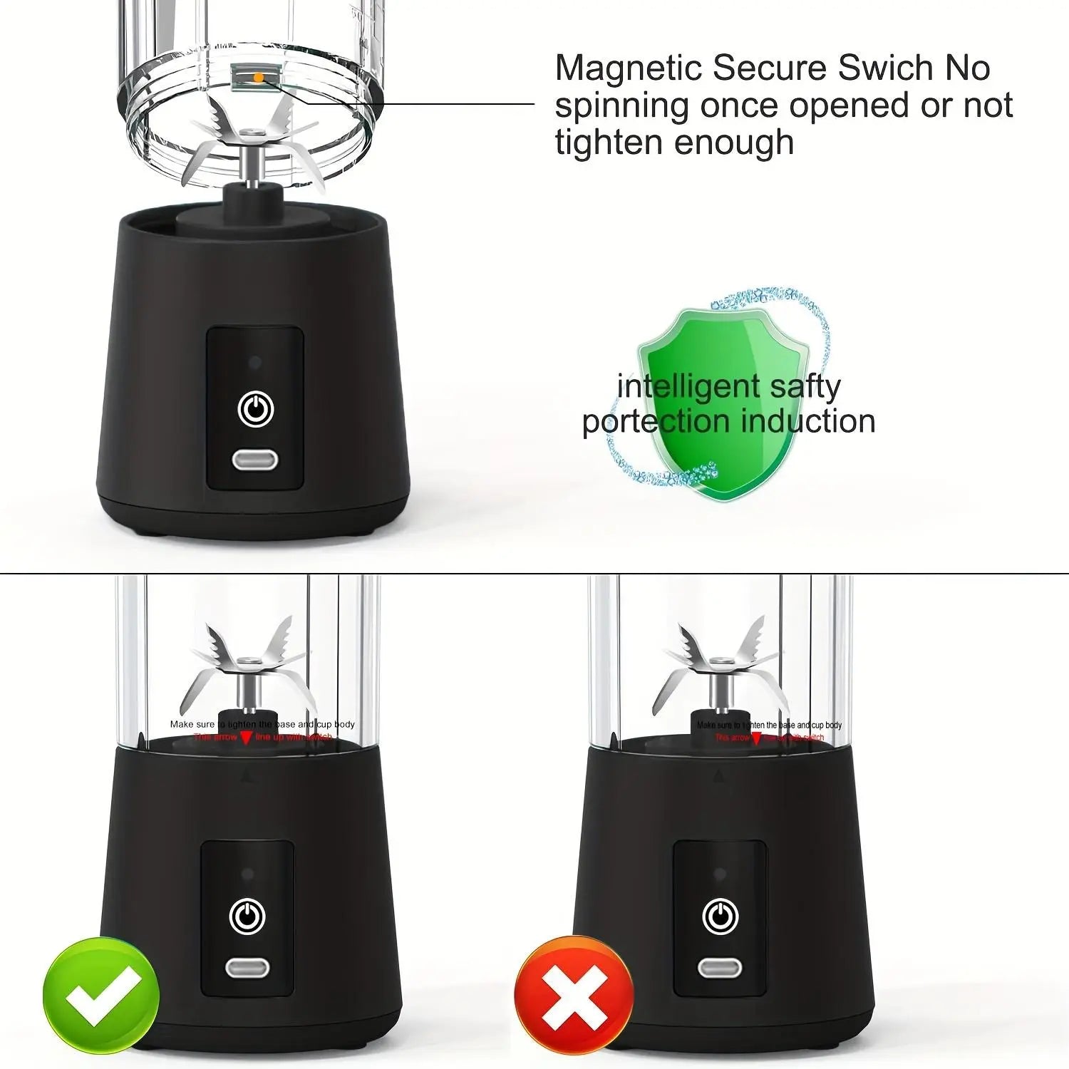 Portable Blender, USB Rechargeable 380ML Juicer Cup, Fruit & Vegetable Blender, Blender for Shakes, Household Kitchen Appliances for Home Use
