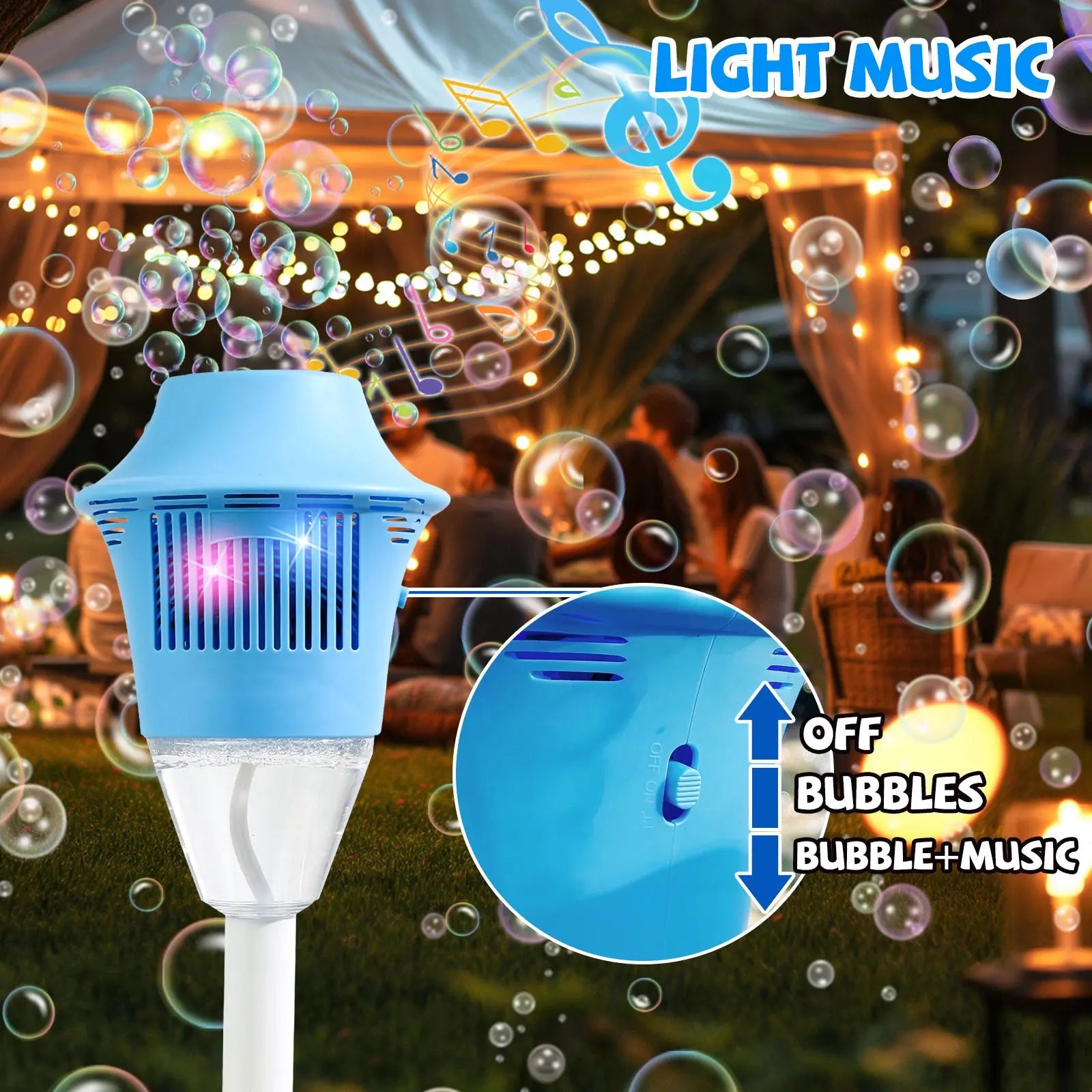Bubble Machine Toys for Kids, Outdoor Bubble Blower Toy with Adjustable Stand, Bubble Maker with LED Lights, Garden Birthday Wedding Summer Party Bubble Toy