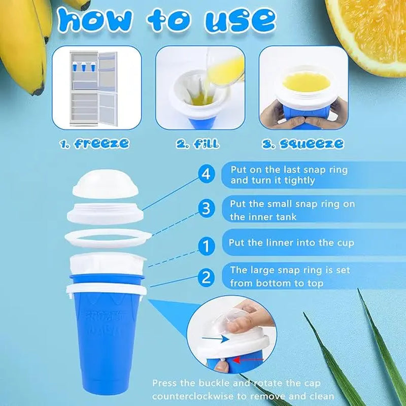 Magic Slushy Maker Squeeze Cup Slushie Maker Homemade Milk Shake Maker Cooling Cup Squee DIY It for Everyone