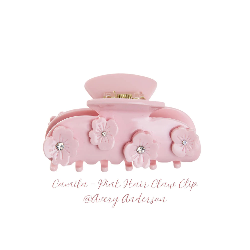Avery Anderson Camila Pink Marble Hair Claw Clip Eco-Friendly Acetate Large Flower Clips for Fine & Thick Hair Strong Hold Stylish Jaw Clip Handmade in South Korea Gift Idea