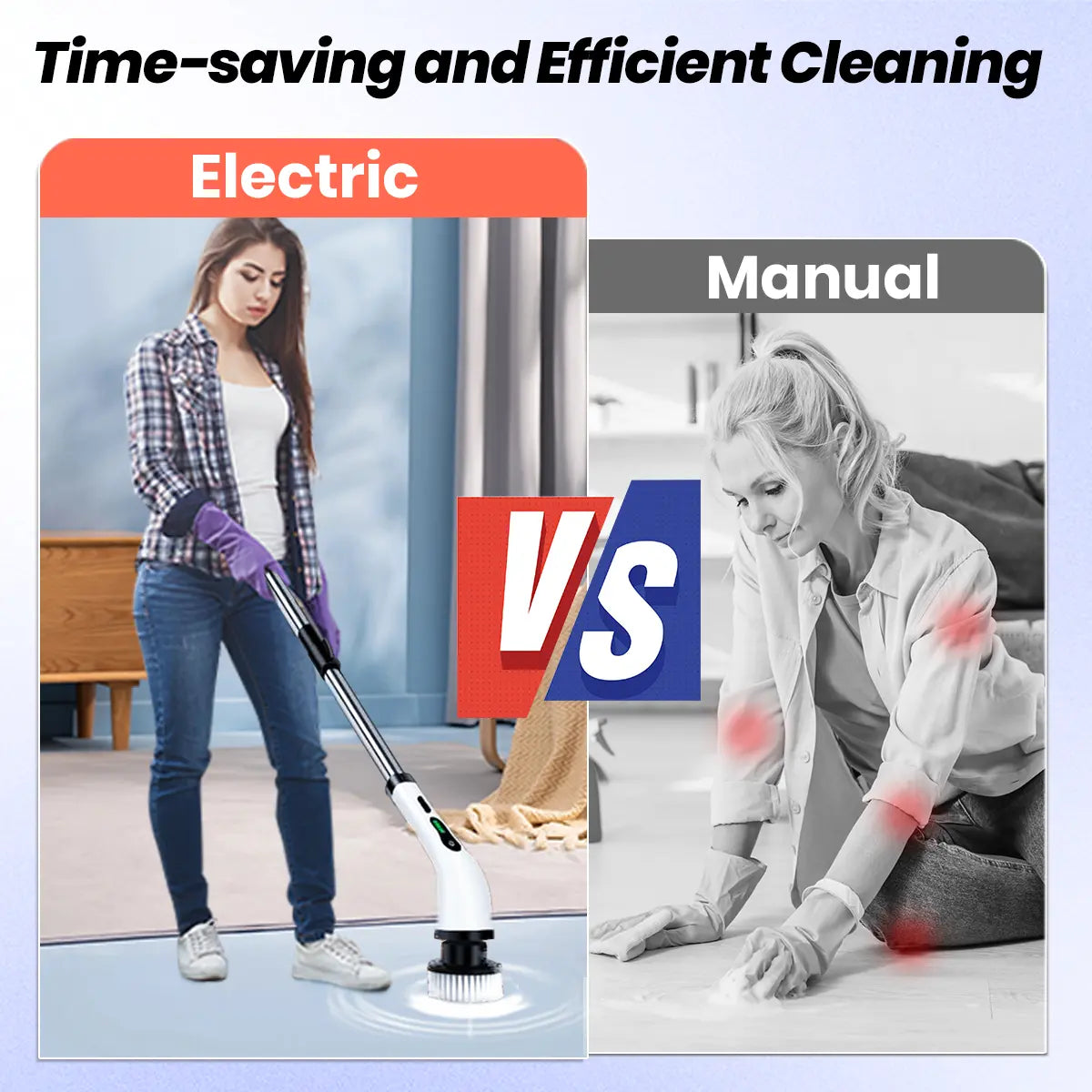 Cordless Electric Spin Scrubber with Adjustable & Detachable Handle, 2 Adjustable Speeds, Dual Speeds Cleaning Brush Scrubber with 9 Replaceable Brush Heads and Display