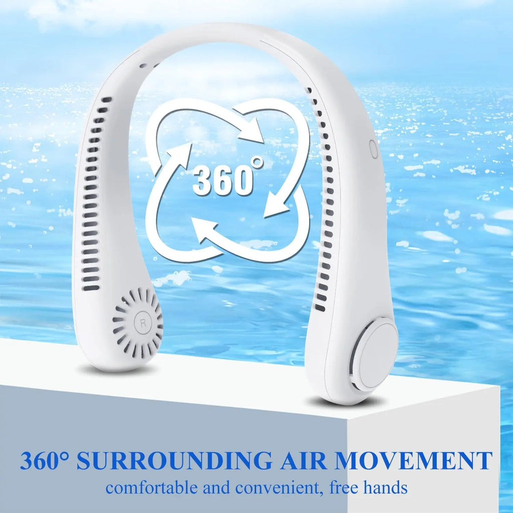 1/2 PCS Vaneless Hanging Neck Fan, Wearable Cooling Fan with 360 ° Air Outlet, Portable Hanging Neck Fan, Rechargeable Personal Cooling Fan, Suitable for Three Wind Speeds of Hot and Humid Weather