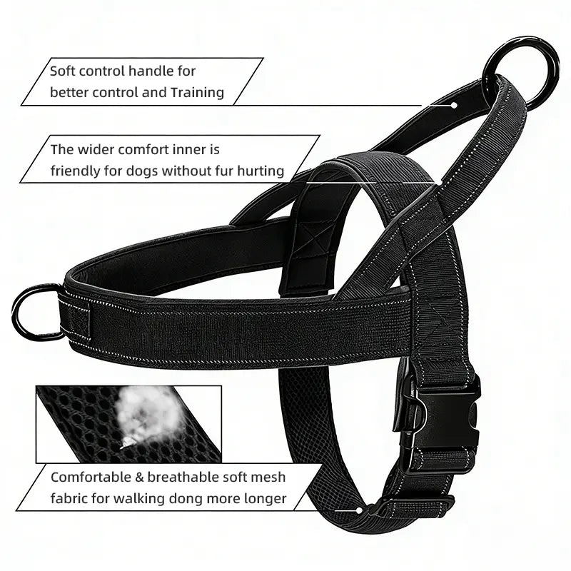 Tactical Pet Record Universal Reflective Strip Dog Harness, Multi-Size Adjustable No-Pull Safety Design, Durable High-Visibility Polyester Web Straps for Easy All-Dog Control, Reflective Strip Harness, Universal Harness