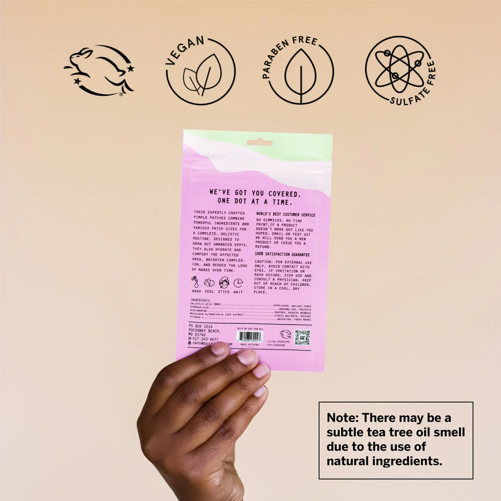 Dot Pimple & Zit Patches for Face – All-Natural Custom Triple-Action Formula Absorbs, Clears & Brightens Acne Spots with Hydrocolloid, Vitamin C, Tea Tree Oil & Salicylic Acid (8 & 12 Mm, 108 Ct)