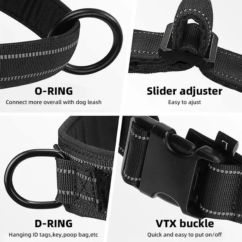 Tactical Pet Record Universal Reflective Strip Dog Harness, Multi-Size Adjustable No-Pull Safety Design, Durable High-Visibility Polyester Web Straps for Easy All-Dog Control, Reflective Strip Harness, Universal Harness