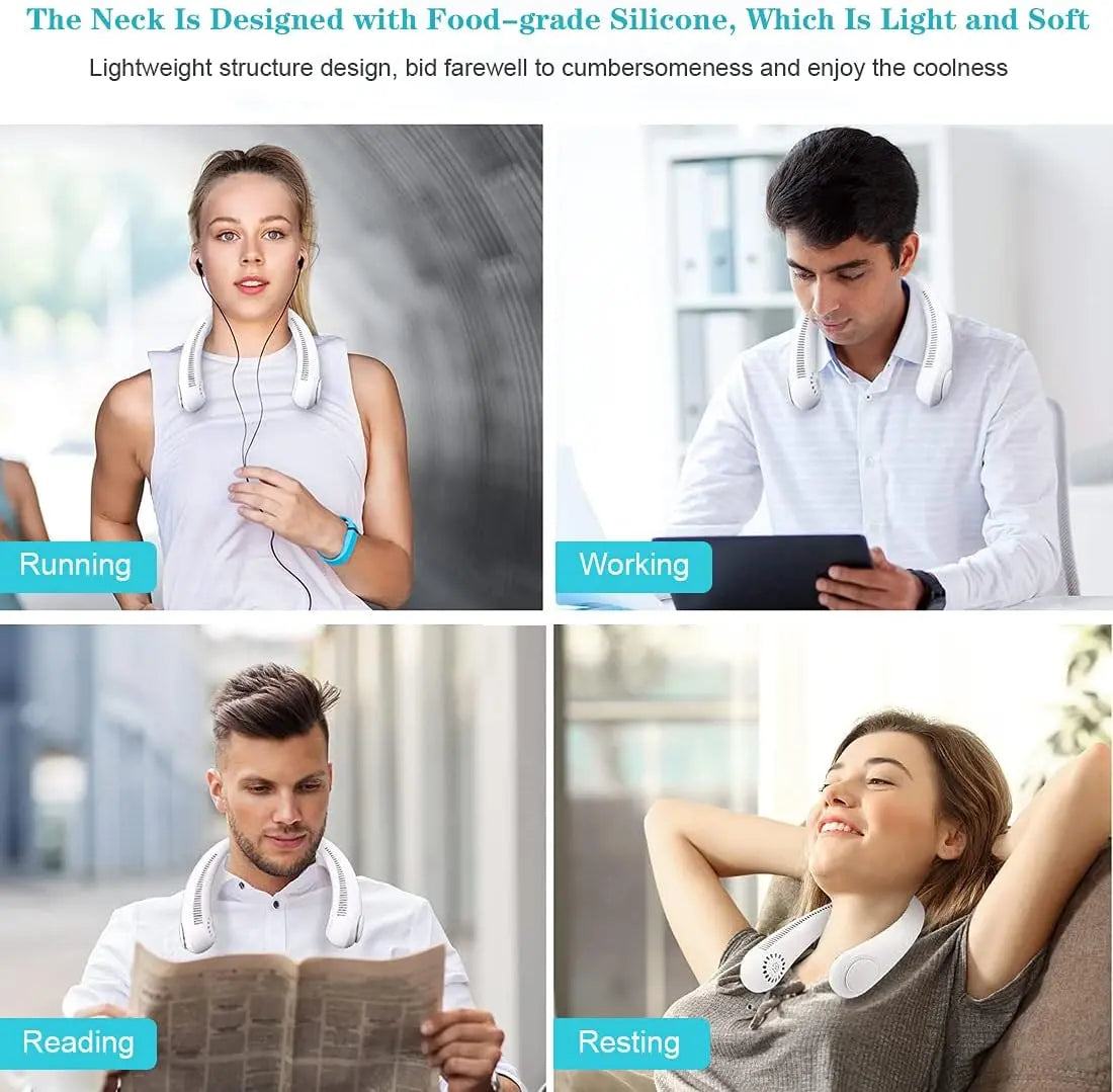 1/2 PCS Vaneless Hanging Neck Fan, Wearable Cooling Fan with 360 ° Air Outlet, Portable Hanging Neck Fan, Rechargeable Personal Cooling Fan, Suitable for Three Wind Speeds of Hot and Humid Weather