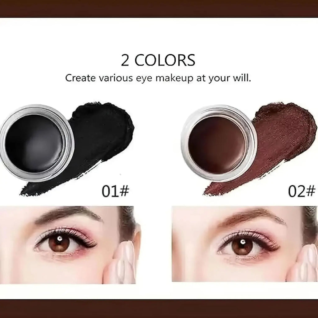 1 Set Silicone Eyeliner Brush, Eyeliner Guide Tools, Reusable Eye Liner Kit with Black and Brown Eyeliner Cream, Easy No-Skip Eyeliner Gel for Makeup Novices(Black)