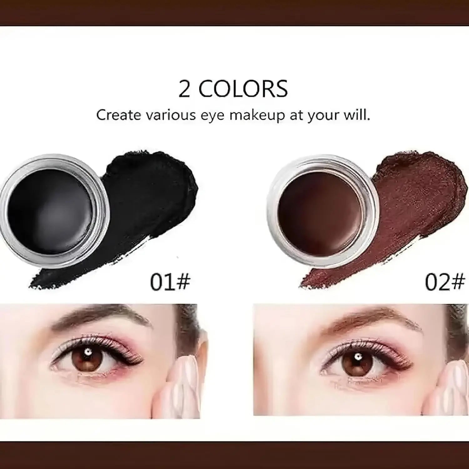 1 Set Silicone Eyeliner Brush, Eyeliner Guide Tools, Reusable Eye Liner Kit with Black and Brown Eyeliner Cream, Easy No-Skip Eyeliner Gel for Makeup Novices(Black)