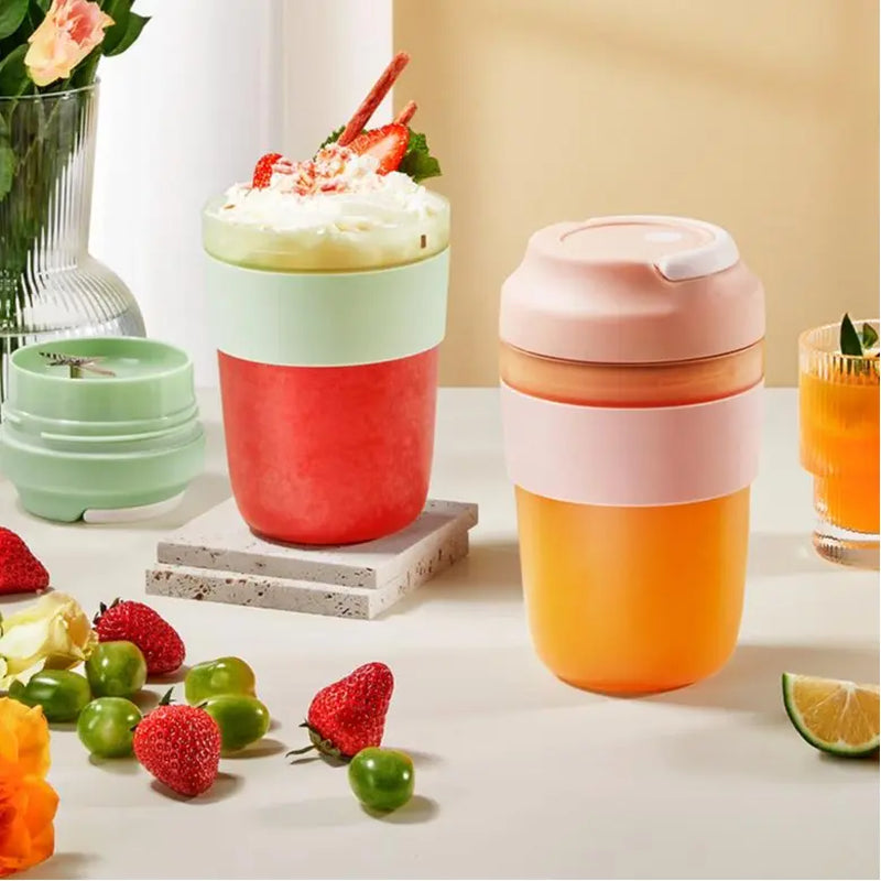 Portable Blender Juicer Cup Rechargeable with 4 Blades for Shakes and Smoothies Maker 400Ml Fresh Fruit Mixer Juicer Cup