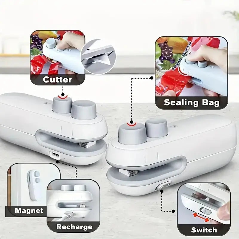 Mini Heat Bag Sealing Machine Package Sealer Bags Plastic Food Sealer Clip Bag Handheld Sealer Food Packaging Heat Sealer Other Other Other