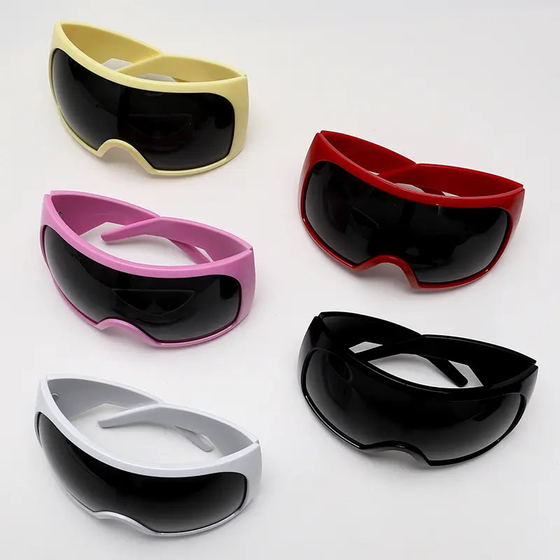 Wrap around Oversized Sunglasses for Women Men Cool Futuristic Rave Trendy Sunglasses Big Curved Shield Sun Glasses