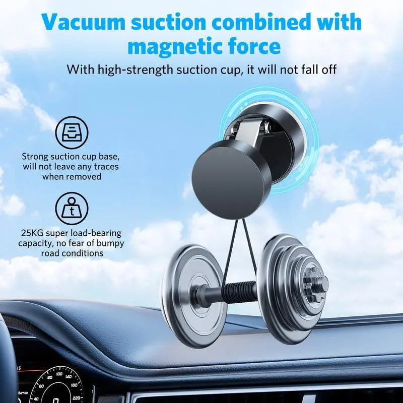 Vacuum Magnetic Car Phone Holder, 1 Count Foldable Portable Car Phone Holder, Multi-Scene Use Car Phone Mount for Car, Gym & More