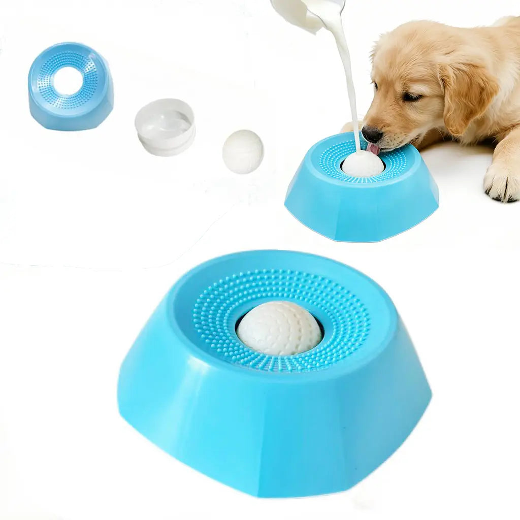 Non-Slip Slow Feeder Dog Bowl with Built-In Fun Ball, Perfect for Bone Broth and Yogurt, Suitable for Large, Medium, and Small Dog Breeds, an Ideal Choice for Dietary Supplements and Post-Surgery Nutrition.
