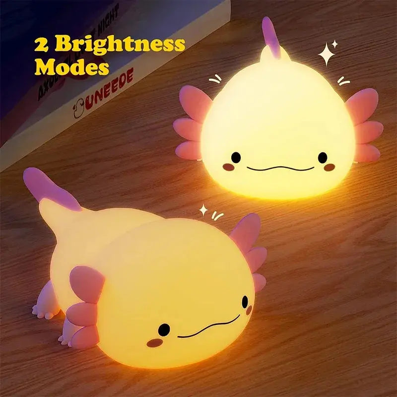 Cute Axolotl Silicone Night Light for Kids - Touch Activated Light for Bedtime