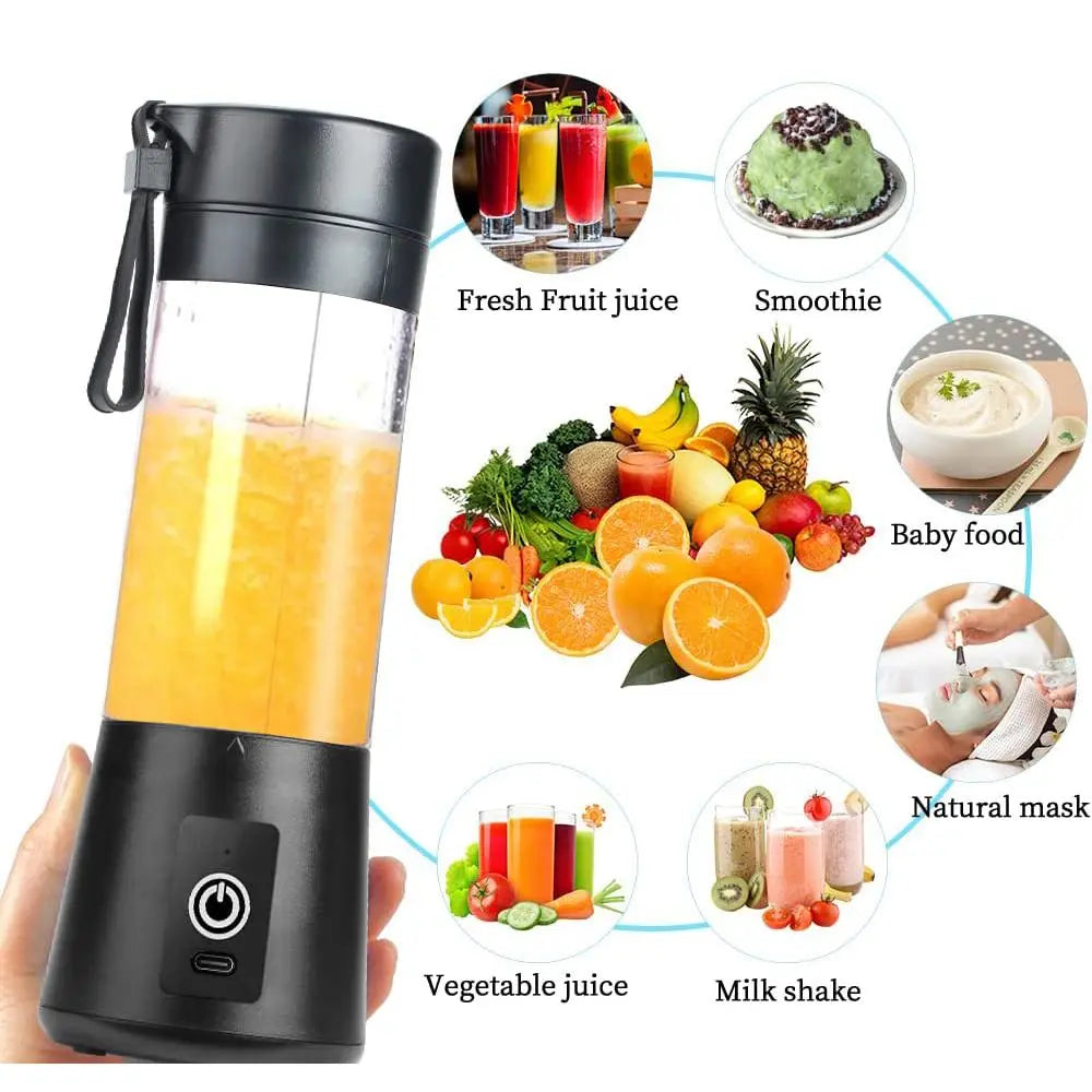 Portable Blender, USB Rechargeable 380ML Juicer Cup, Fruit & Vegetable Blender, Blender for Shakes, Household Kitchen Appliances for Home Use