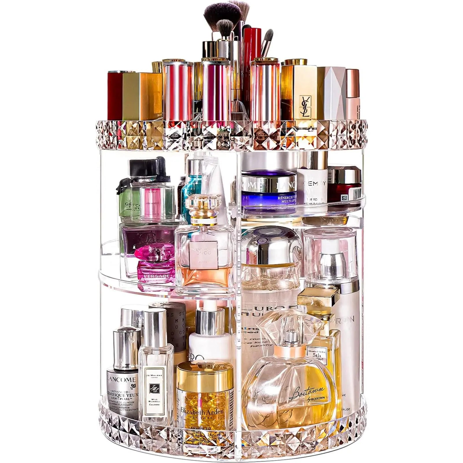 360 Rotating Makeup Organizer Large Perfume Organizer Beauty Organizer Clear Storage Display Case with 7 Layers and Detachable Shelves for Bedroom Dresser or Vanity Countertop