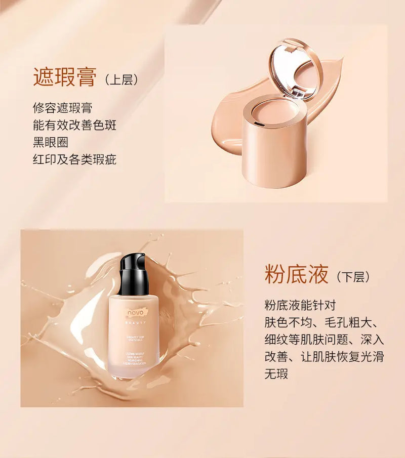 NOVO Cosmetic Lasting Makeup Nourishing Liquid Foundation for Long-Lasting Coverage - Concealer