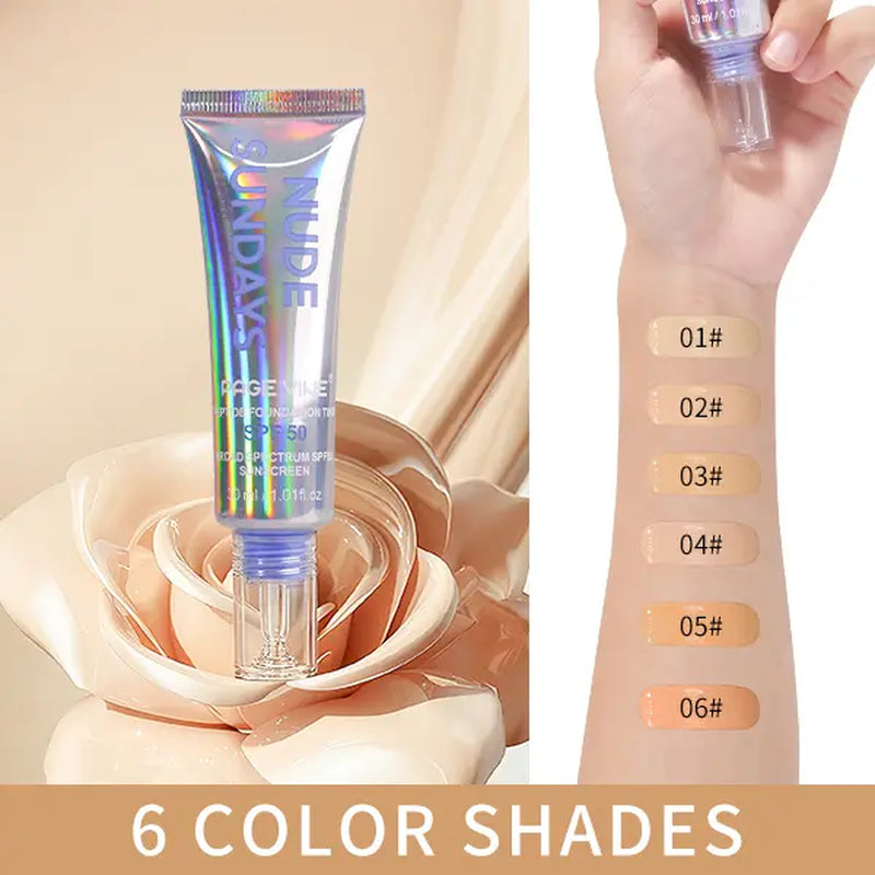 Liquid Foundation - Full Coverage, Soft Matte, Longwear, Waterproof, Sweat-Proof Natural Looking Finish Makeup Clear Lightweight Concealer Flawless
