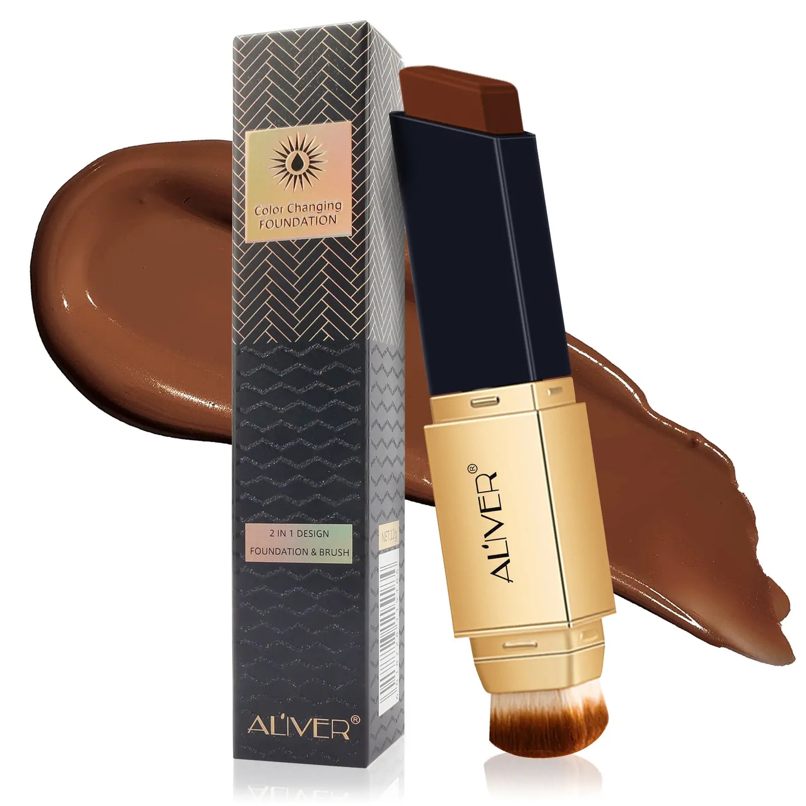 Aliver Concealer & Foundation-Color Changing Concealer Stick with Soft Brush,Waterproof & Sweatproof, Long Lasting Makeup Full Concealer Stick