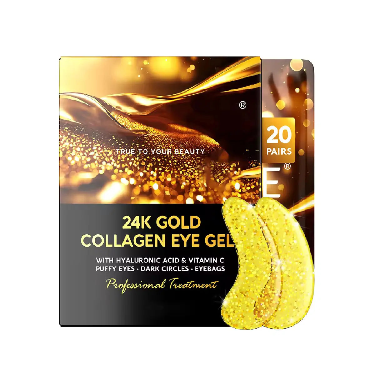 24K Gold under Eye Patches (20 Pairs), Eye Mask, Collagen Skin Care Products, Eye Patches for Puffy Eyes, Eye Masks for Dark Circles and Puffiness