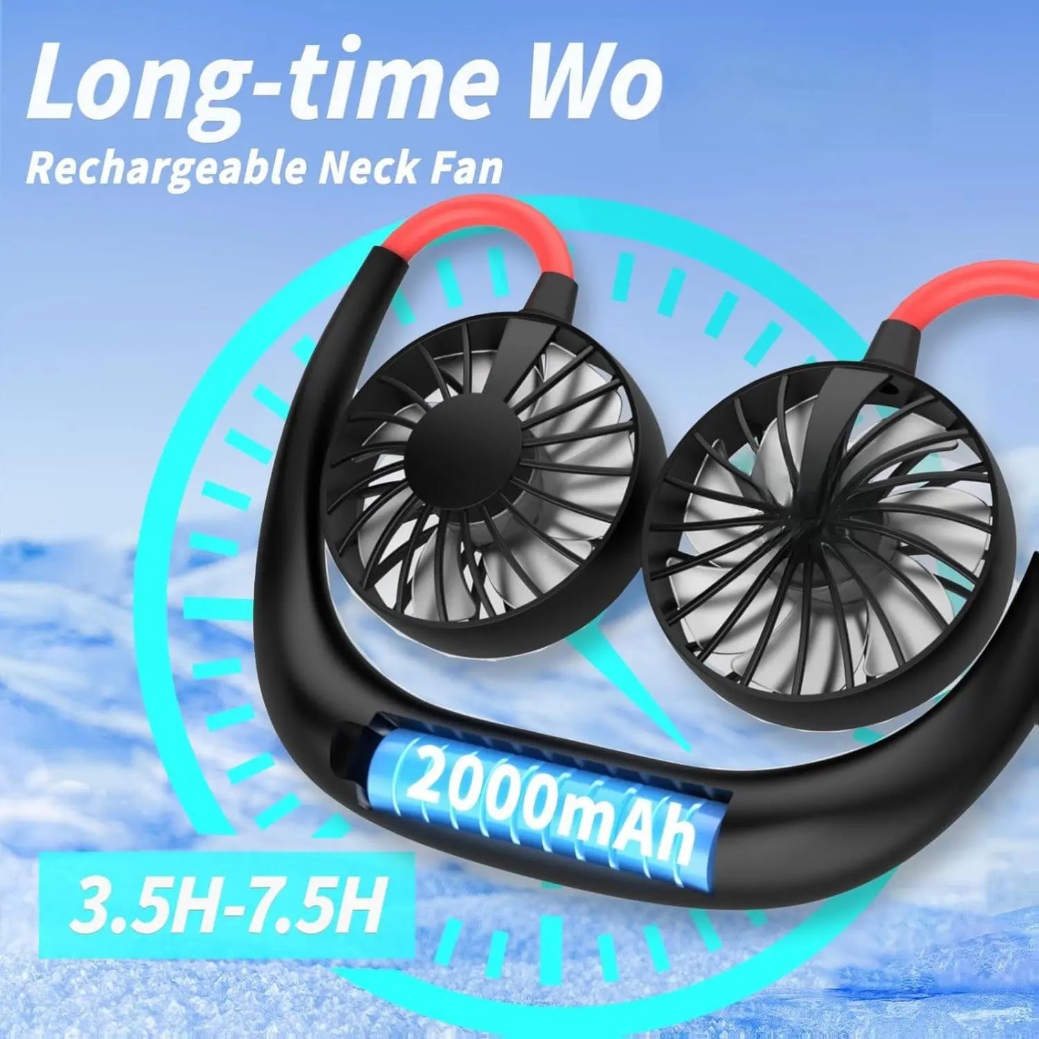 Neck Fan Portable Rechargeable: Personal Cooling Wearable Fan around Your Neck That Blow Cold Air for Men Women - Usb Should Fan Battery Operated for Travel and Outdoor Sports