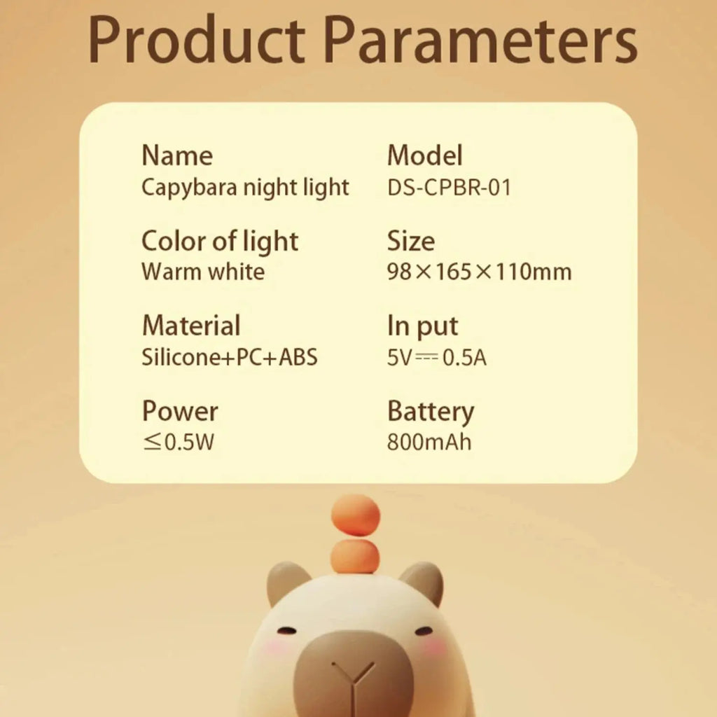 Cute Silicone Capybara Night Light, Touch-Activated Indoor Light Decor for Home Improvement