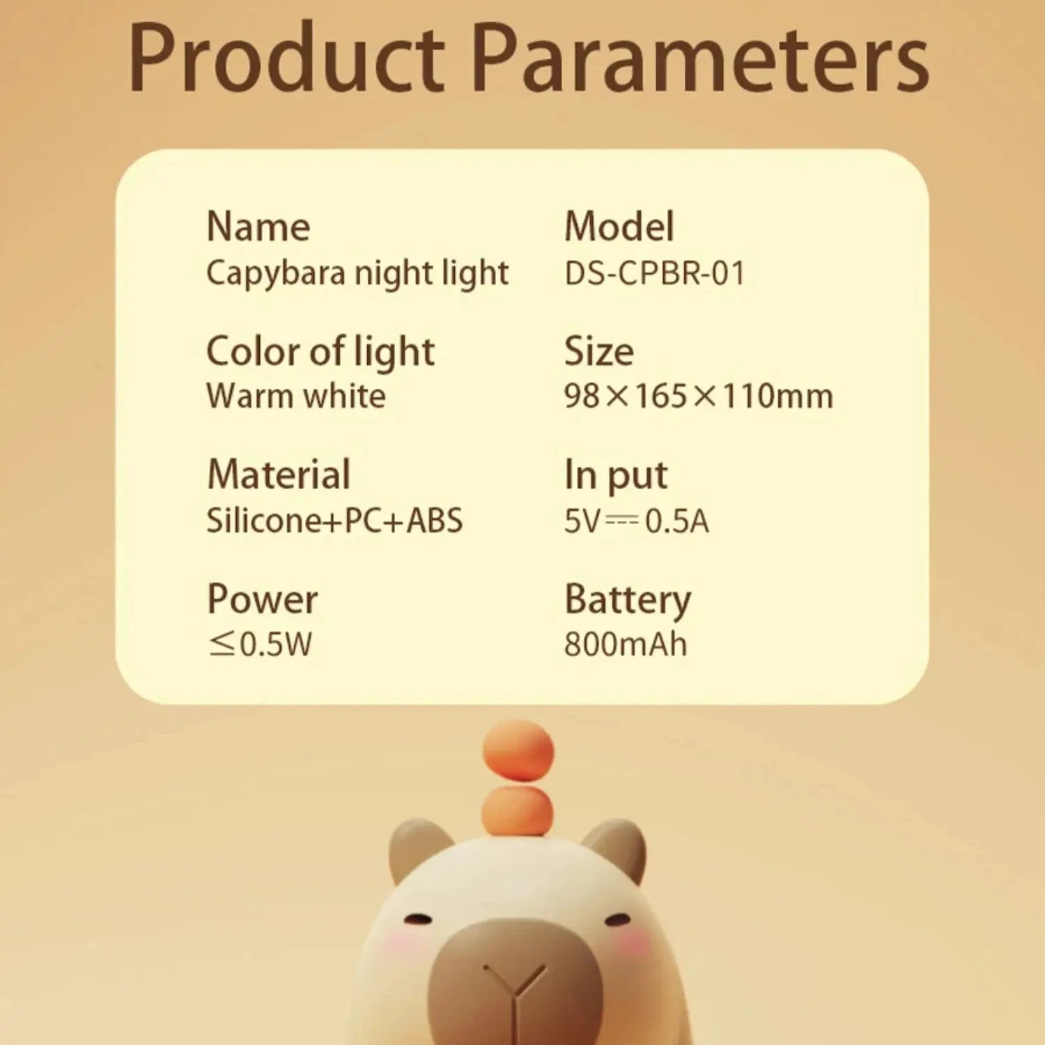 Cute Silicone Capybara Night Light, Touch-Activated Indoor Light Decor for Home Improvement