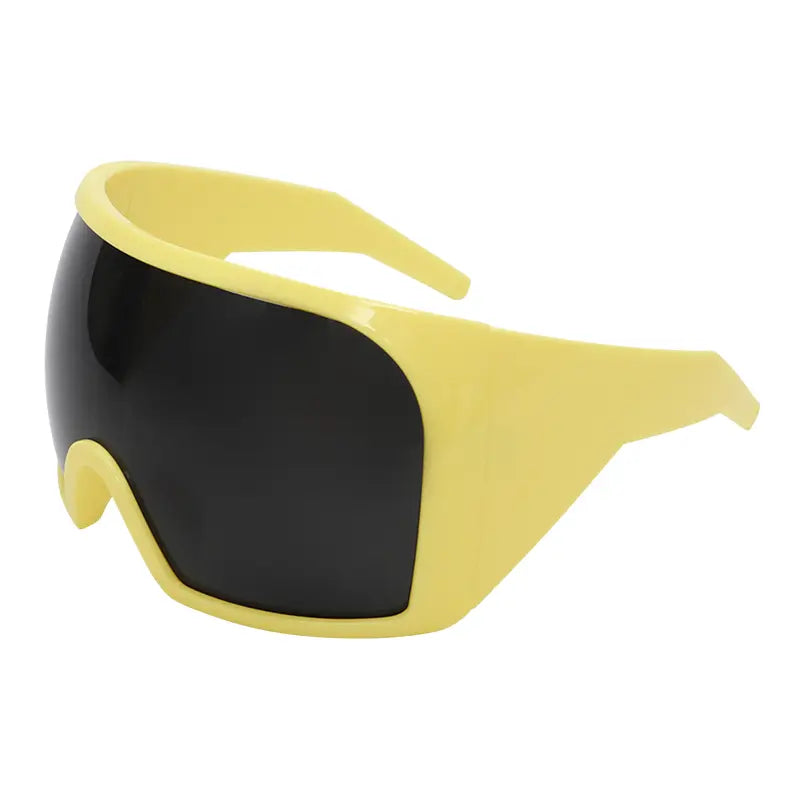 Wrap around Oversized Sunglasses for Women Men Cool Futuristic Rave Trendy Sunglasses Big Curved Shield Sun Glasses