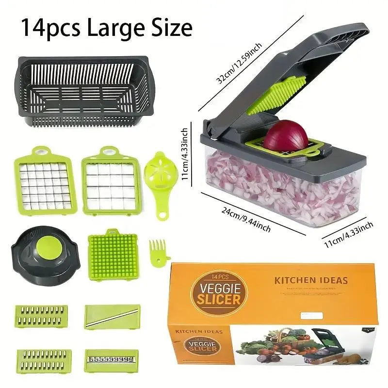 Multifunctional Vegetable Chopper, 1 Set Fruit & Vegetable Chopper with Blades, Manual Vegetable Cutter, Vegetable Grater, Kitchen Utensils & Gadgets