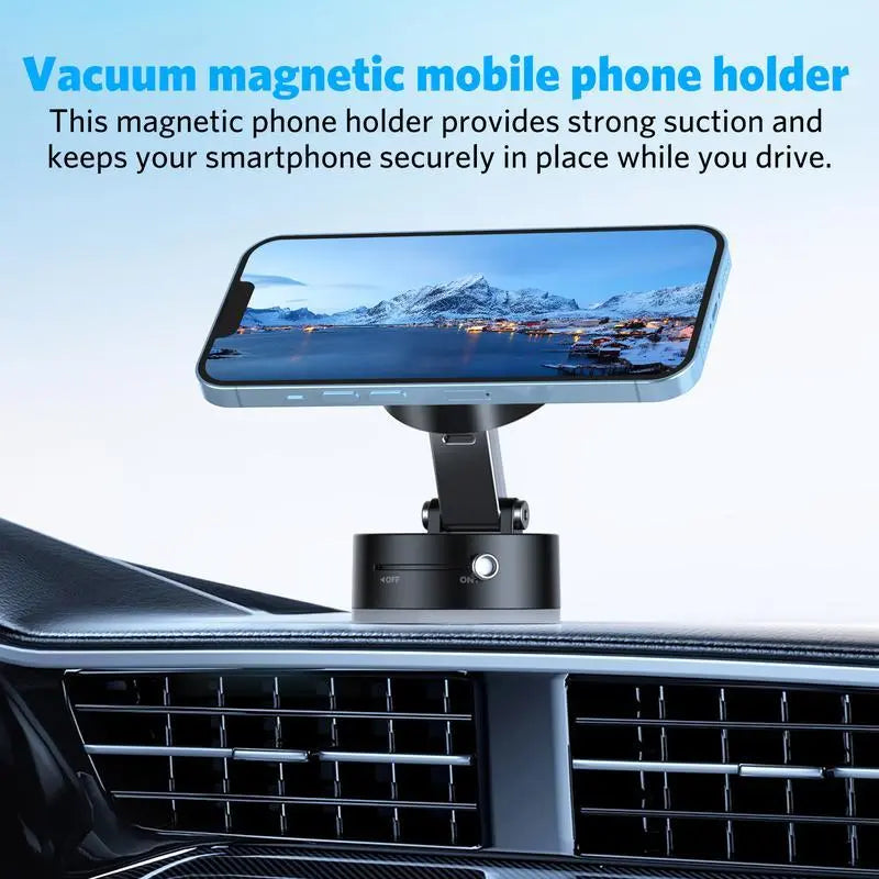 Vacuum Magnetic Car Phone Holder, 1 Count Foldable Portable Car Phone Holder, Multi-Scene Use Car Phone Mount for Car, Gym & More