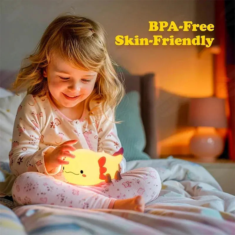Cute Axolotl Silicone Night Light for Kids - Touch Activated Light for Bedtime