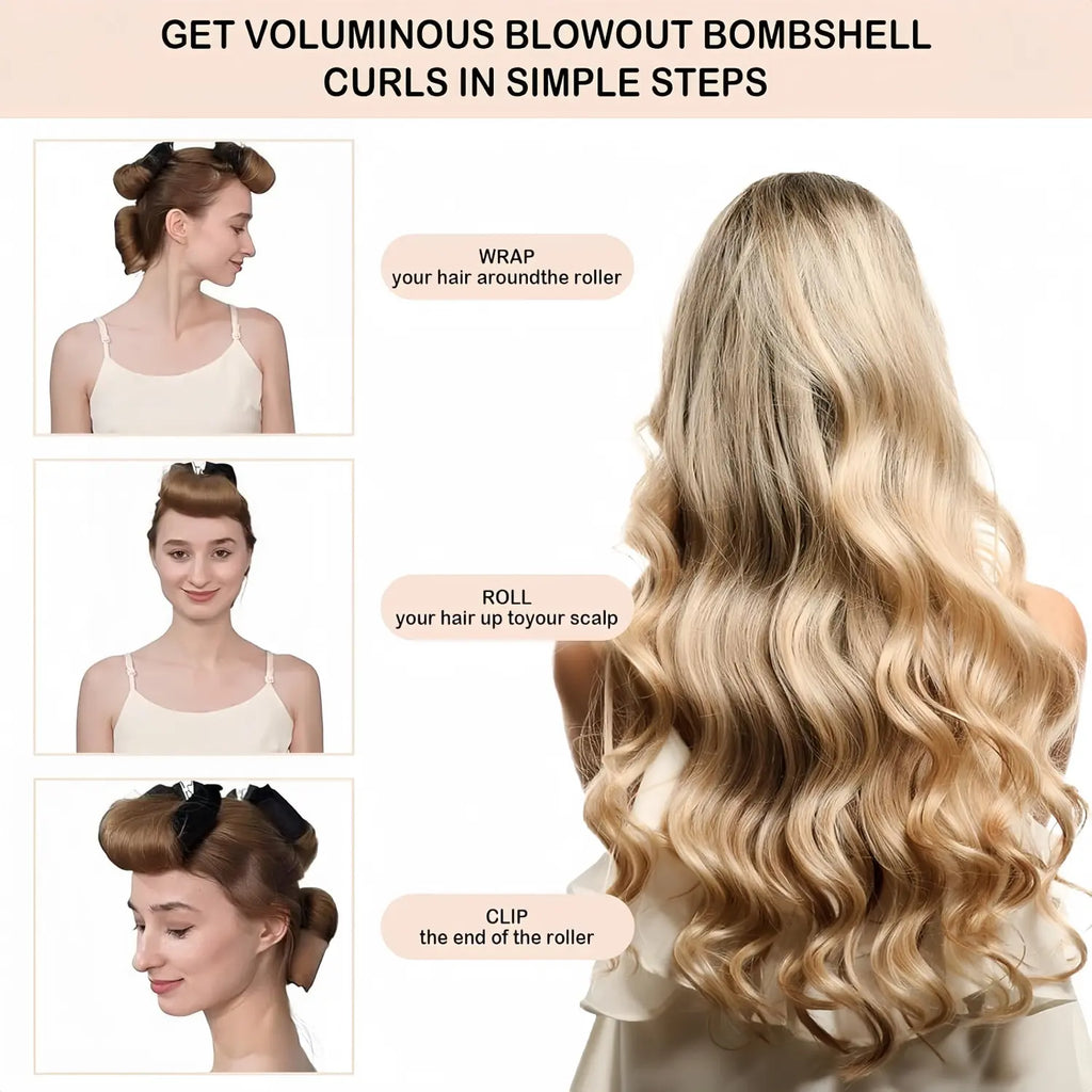 3-Piece Soft Hair Curlers Heatless Waver Kit, Non-Plug-In Manual Hair Styling Tool, Easy to Carry, Simple to Operate for Nighttime Wavy Curls
